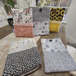 Floral and Leaf Patterned Fabric Bags